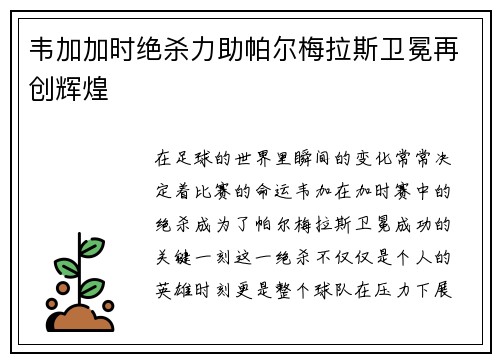 韦加加时绝杀力助帕尔梅拉斯卫冕再创辉煌
